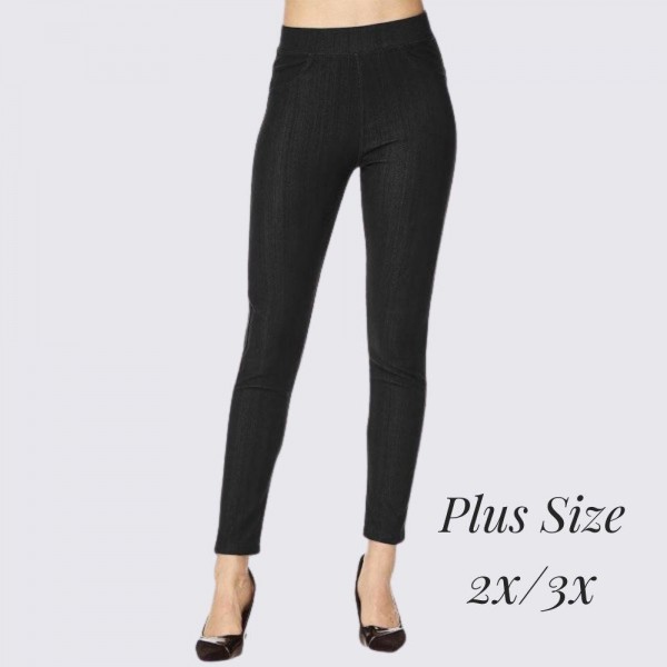 Wholesale women s Plus Premium Denim Jeggings Pull Styling Elastic Waistband Bac