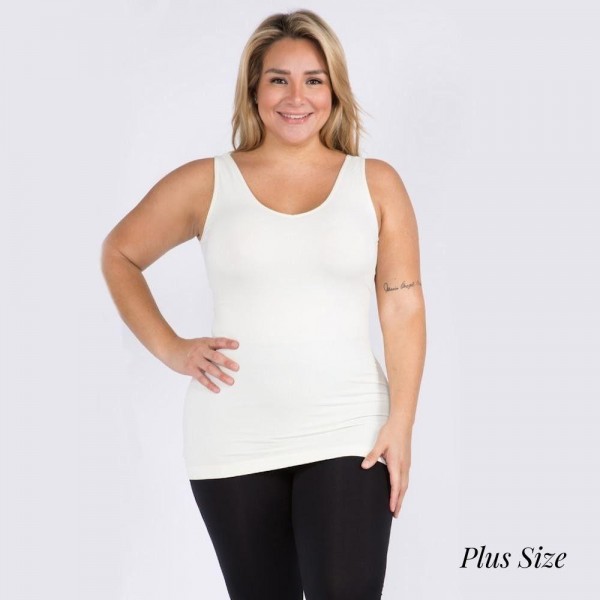 Women's Plus Size Seamless Reversible V-Neck Tank Top

- Wide shoulder straps
- V-neckline
- Back scoop neck
- Fitted silhouette
- Seamless design
- Buttery soft fabrication with stretch
- Longline hem


- One Size Fits Most 16-22
- 92% Nylon, 8% Spandex