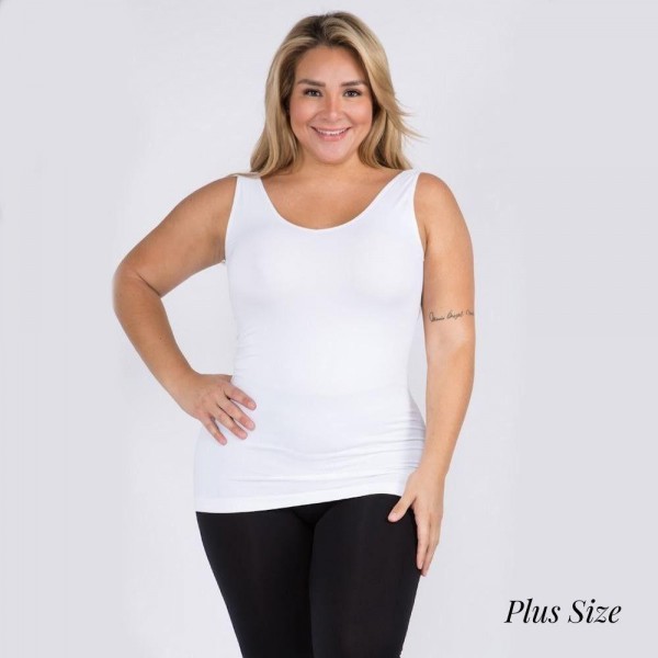 Women's Plus Size Seamless Reversible V-Neck Tank Top

- Wide shoulder straps
- V-neckline
- Back scoop neck
- Fitted silhouette
- Seamless design
- Buttery soft fabrication with stretch
- Longline hem


- One Size Fits Most 16-22
- 92% Nylon, 8% Spandex