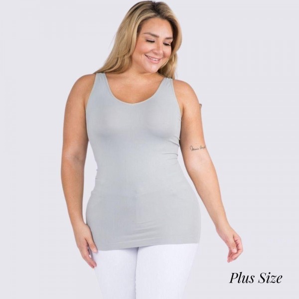 Women's Plus Size Seamless Reversible V-Neck Tank Top

- Wide shoulder straps
- V-neckline
- Back scoop neck
- Fitted silhouette
- Seamless design
- Buttery soft fabrication with stretch
- Longline hem


- One Size Fits Most 16-22
- 92% Nylon, 8% Spandex