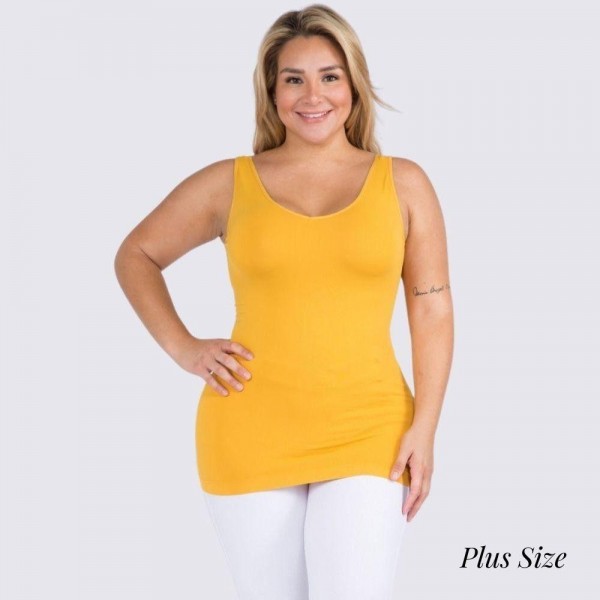 Women's Plus Size Seamless Reversible V-Neck Tank Top

- Wide shoulder straps
- V-neckline
- Back scoop neck
- Fitted silhouette
- Seamless design
- Buttery soft fabrication with stretch
- Longline hem


- One Size Fits Most 16-22
- 92% Nylon, 8% Spandex