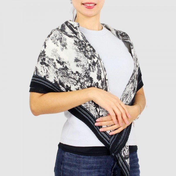 Wholesale women s Lightweight Toile Pleated Scarf Polyester