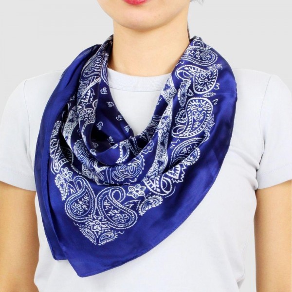 Wholesale women s Lightweight Bandana Print Satin Square Scarf W L Polyester