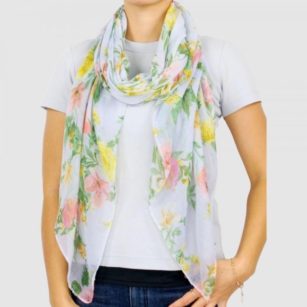 Wholesale women s Lightweight Floral Print Scarf W L Polyester