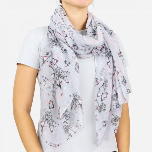 Wholesale women s Lightweight Butterfly Print Scarf W L Polyester