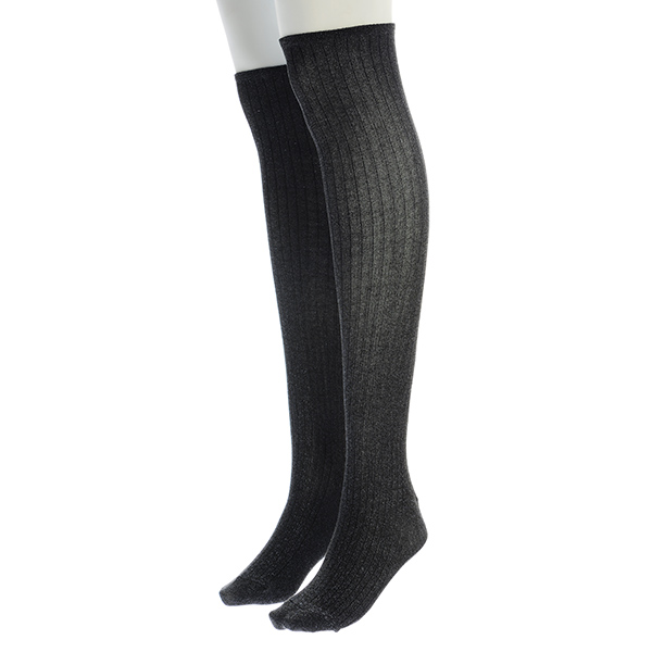 Wholesale women s cotton spandex blend knee socks metallic black