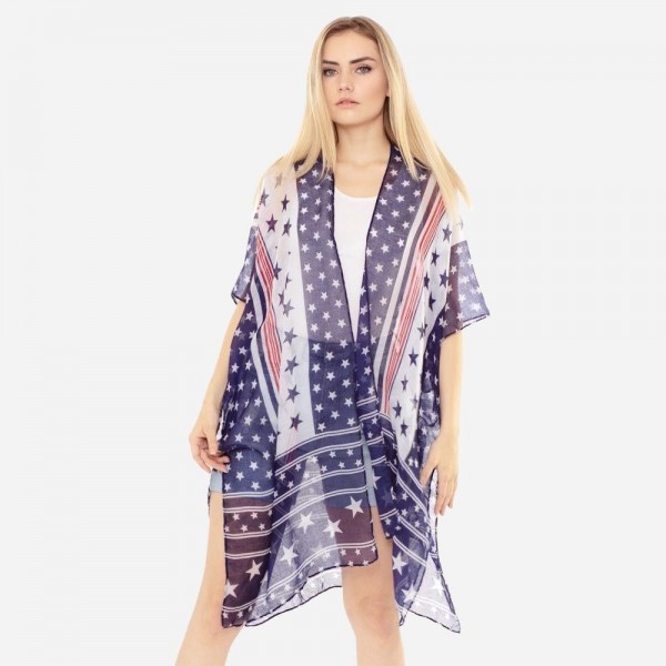 Wholesale uSA Themed Kimono Star Accents Polyester One Fits Most