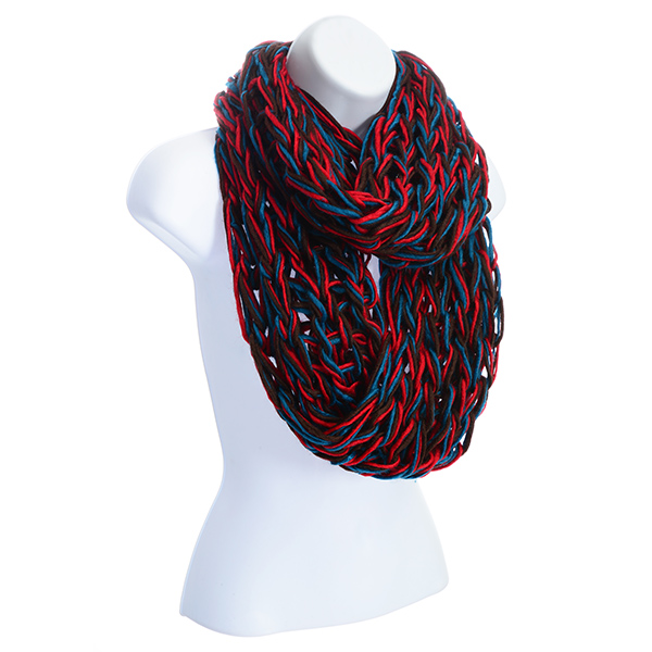Wholesale heavyweight hand crochet yarn fabric infinity scarf brown red teal la