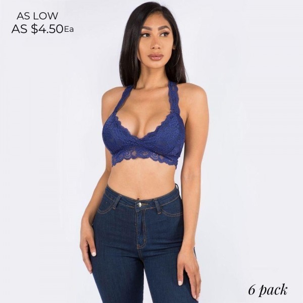 Wholesale women s Padded Lace Bralette pack Padded Floral Lace Racerback Back Br