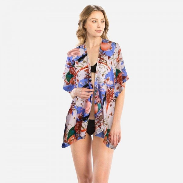 Wholesale women s Short Floral Print Kimono One fits most L Polyester