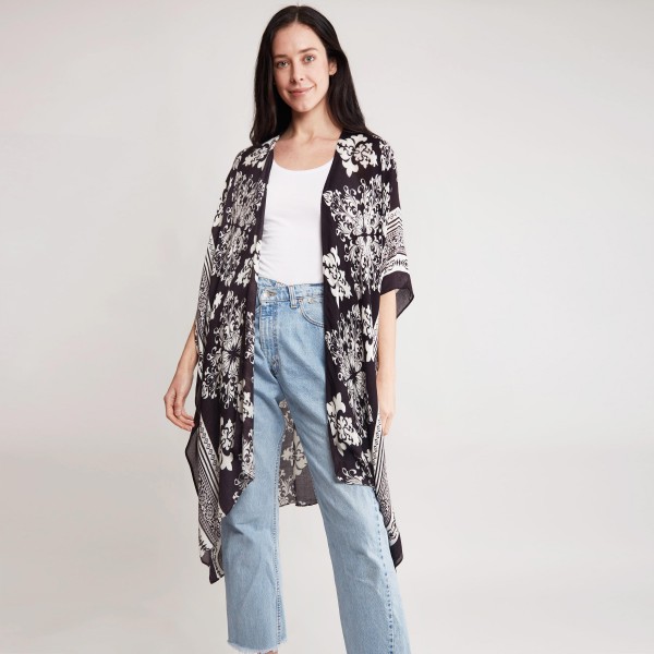 Wholesale women s Lightweight Vintage Floral Paisley Print Kimono One fits most
