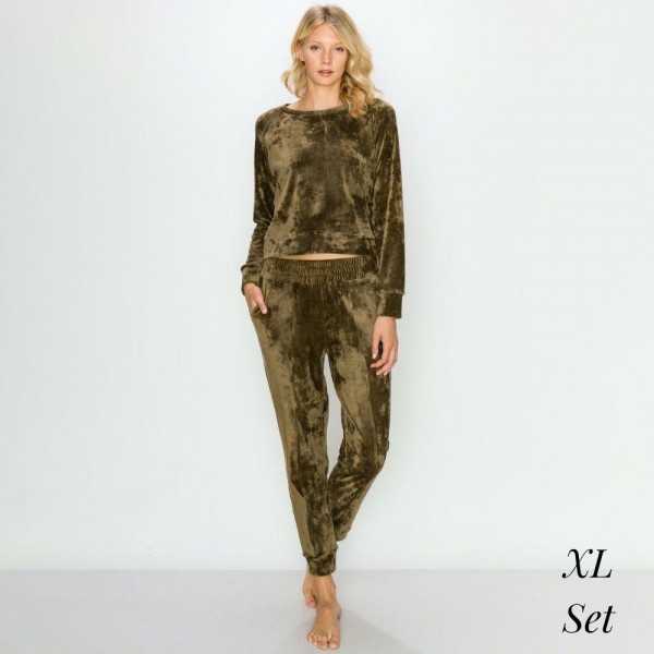 Wholesale women s Velvet Loungewear Set Pocket MATCHING SET Elastic Drawstring W