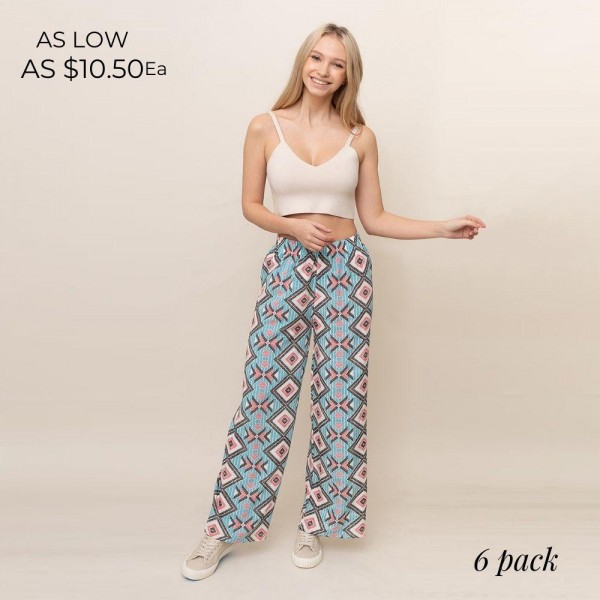 Wholesale geometric Print Palazzo Pants Pack Cotton Polyester XS S M L