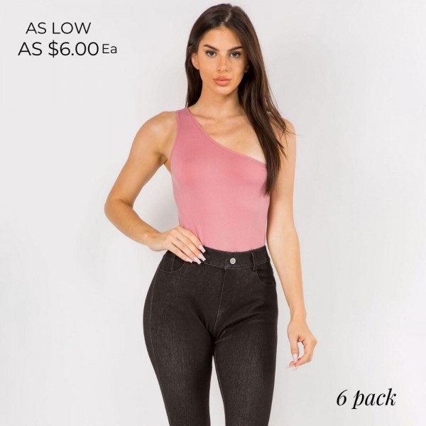 Wholesale seamless One Shoulder Bodysuit Asymmetrical Neckline Thong Fit Remains