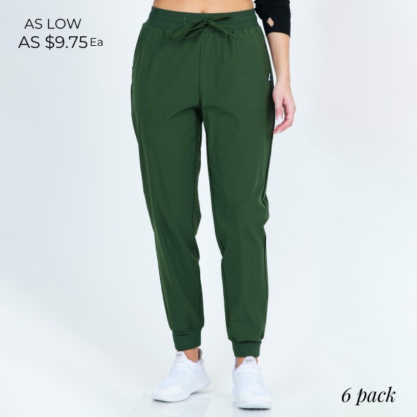 Wholesale women s Jogger Pants Pack Elastic Waistband Ankles Side Pockets Nylon