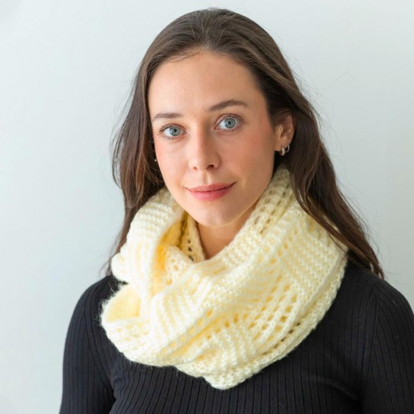 Wholesale women s Woven Knit Infinity Scarf Scalloped Edges W L Acrylic