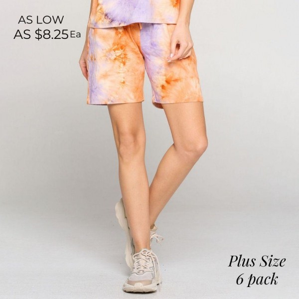 Plus Size Tie-Dye Lounge Shorts featuring an elasticized waistband, two pockets and a mid-thigh length hem. (6 Pack)


• Elasticized waistband
• Faux drawstring
• Two pockets for keeping your hands warm
• Relaxed fit
• Soft and stretchy
• Comfortable for lounging at home


Composition: 95% Polyester, 5% Spandex

Pack Breakdown: 6pcs/pack. XL