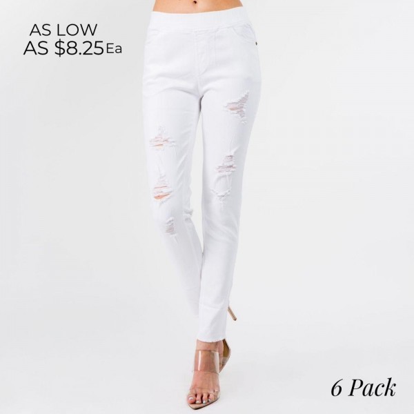 Wholesale women s Classic White Skinny Denim Wash Jeggings Super Stretchy Pull u