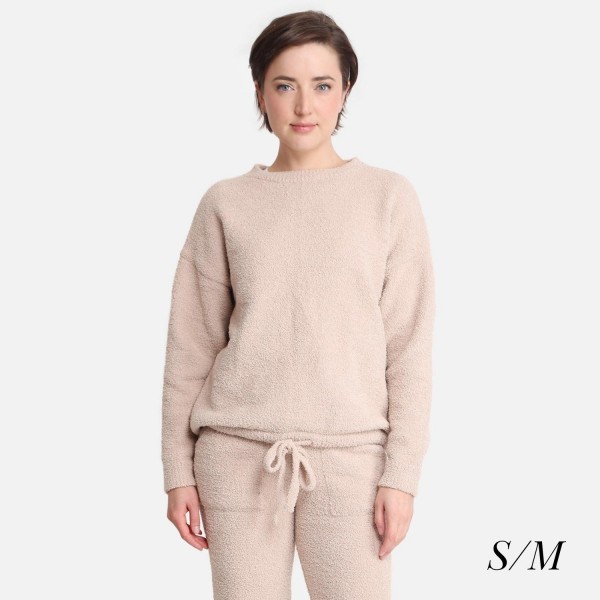 Comfy Luxe Women's Long Sleeve Lounge Top 

- Size: S/M (Sizes 2-8)
- Approximately 24" in Length
- Soft and comfortable fabric with stretch
- Comfortable, relaxed fit
- 100% Polyester 