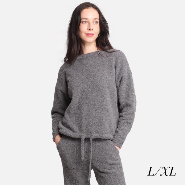 Comfy Luxe Women's Long Sleeve Lounge Top

- Size: L/XL (Sizes 10-14)
- Approximately 25" in Length
- Soft and comfortable fabric with stretch
- Comfortable, relaxed fit
- 100% Polyester