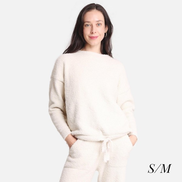 Comfy Luxe Women's Long Sleeve Lounge Top 

- Size: S/M (Sizes 2-8)
- Approximately 24" in Length
- Soft and comfortable fabric with stretch
- Comfortable, relaxed fit
- 100% Polyester 