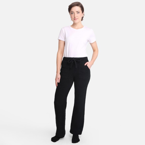 Women's Wide Leg Drawstring Lounge Pants 

• Size: S/M (Sizes 2-8)
• Approximately 41" in Length
• 29" Inseam 
• 100% Polyester 
• Drawstring high-rise waistband 
• Two pockets for keeping your hands warm
• Wide leg silhouette
• Soft and comfortable fabric with stretch
• Comfortable, relaxed fit
• Flare hem
• Style with your favorite tee for a laid-back look
• Soft and stretchy
• Comfortable for lounging at home
