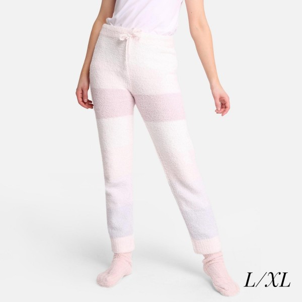 Comfy Luxe Ultra Plush Lounge Pants

- Size L/XL: US Women's Size 10-14
- Drawstring Elastic Waist Band
- Pockets
- 31" Inseam
- 100% Polyester Microfiber