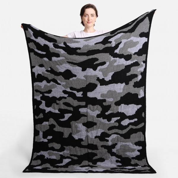 Wholesale super Soft Jacquard Camouflage Comfy Luxe Knit Blanket Softest Throw B