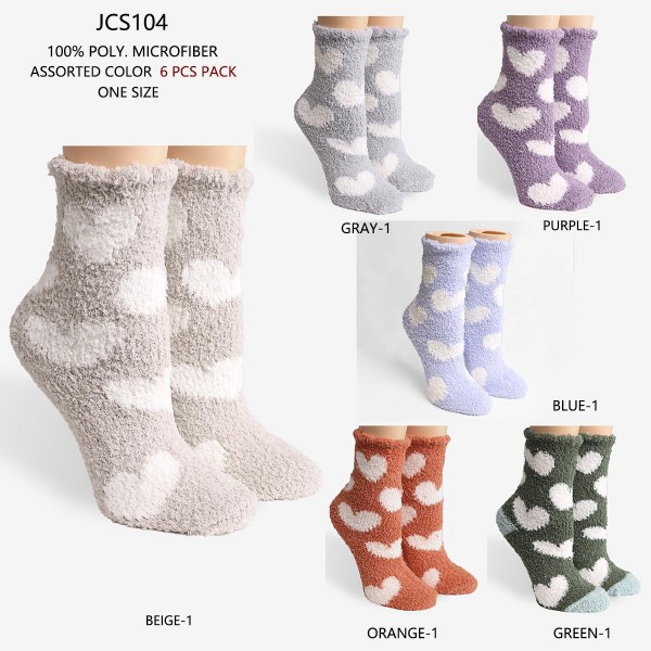 Comfy Luxe Fuzzy Knit Heart Socks (Assorted 6 Pack)


- 6 Pairs of Socks Per Pack
- Assorted Colors (6 Colors Per Pack)
- One Size Fits Most (Sizes Adult 6-11)
