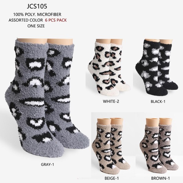 Comfy Luxe Fuzzy Knit Leopard Print Socks (Assorted 6 Pack)


- 6 Pairs of Socks Per Pack
- Assorted Colors (6 Colors Per Pack)
- One Size Fits Most (Sizes Adult 6-11)