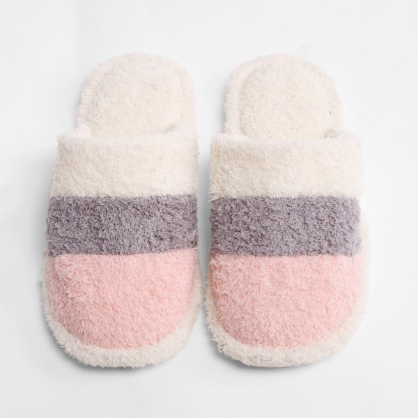Comfy Luxe Striped Slide On Slippers

- US Women's Size: 8-10
- 100% Polyester
- Rubber Sole