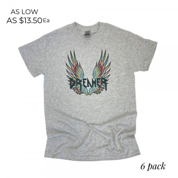 Wholesale dreamer Graphic Tee Printed Gildan Softstyle Brand Tee Color Grey Shir