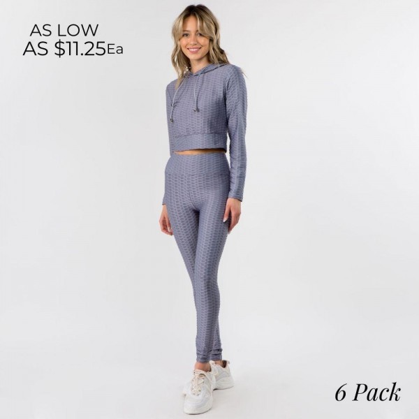 Wholesale honey Comb Tik Tok Activewear Set Including Cropped Hoodie Brazilian B