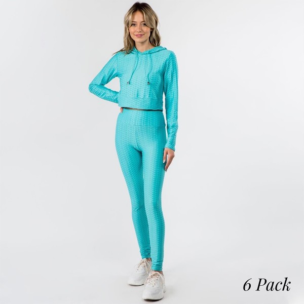 Wholesale honey Comb Tik Tok Activewear Set Including Cropped Hoodie Brazilian B