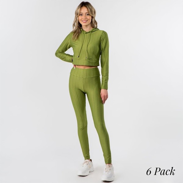 Wholesale honey Comb Tik Tok Activewear Set Including Cropped Hoodie Brazilian B