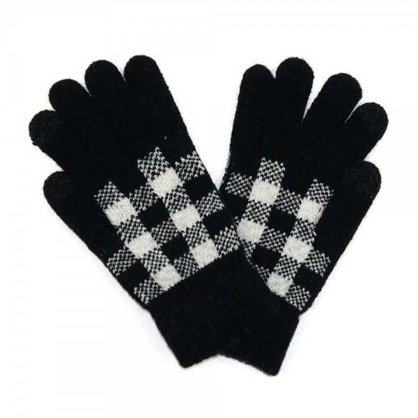 Knit plaid gloves

-Touch screen compatible
-One size fits most
-50% Acrylic/ 40% Wool/ 10% Spandex