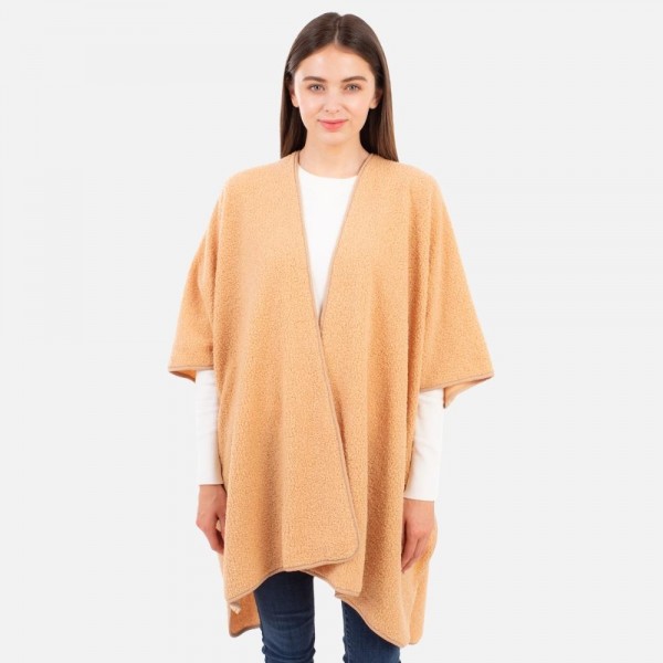 Wholesale solid colored sherpa kimono One fits most Polyester