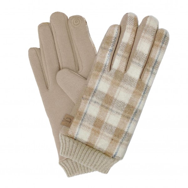 Do Everything In Love Knit plaid gloves With Elastic Wrist Details. 

-Touch screen compatible
-One size fits most
-50% Cotton, 50% Polyester 