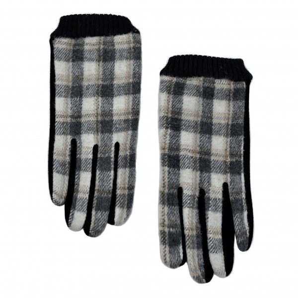 Do Everything In Love Knit plaid gloves With Elastic Wrist Details. 

-Touch screen compatible
-One size fits most
-50% Cotton, 50% Polyester 