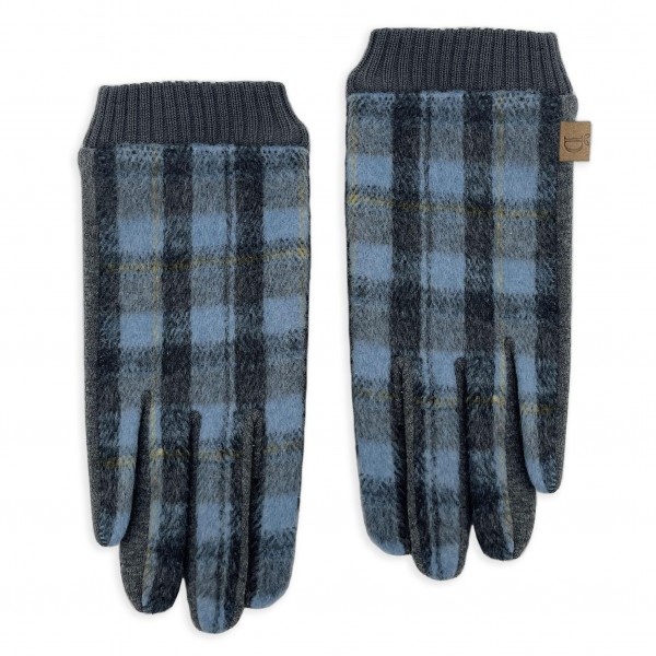 Do Everything In Love Knit plaid gloves With Elastic Wrist Details. 

-Touch screen compatible
-One size fits most
-50% Cotton, 50% Polyester 