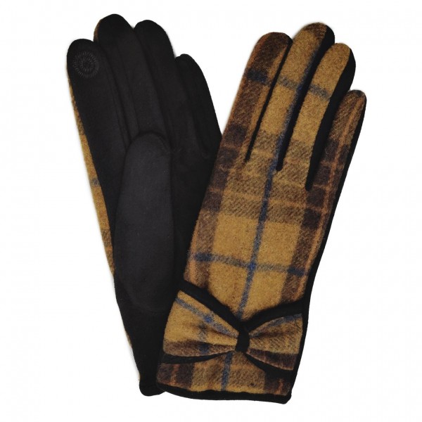 Do Everything In Love Plaid Touch Screen Gloves With Bow.

- Touchscreen Compatible
- One Size Fits Most
- 50% Polyester, 50% Cotton 