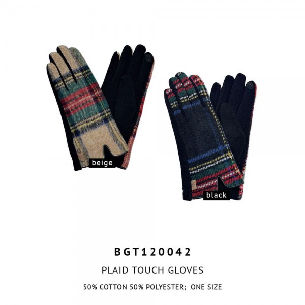 Plaid Touch Screen Gloves.

- Touchscreen Compatible
- One Size Fits Most
- 100% Polyester