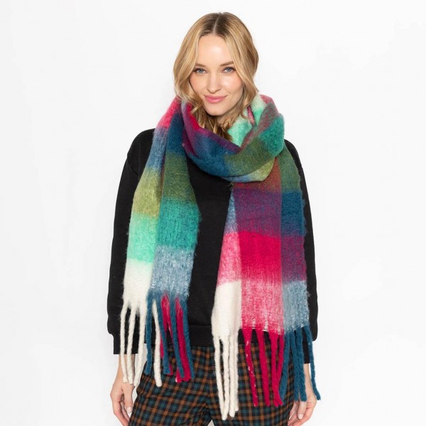 Wholesale do Everything Love Knit Plaid Scarf Tassel Edges W L One Fits Most Pol