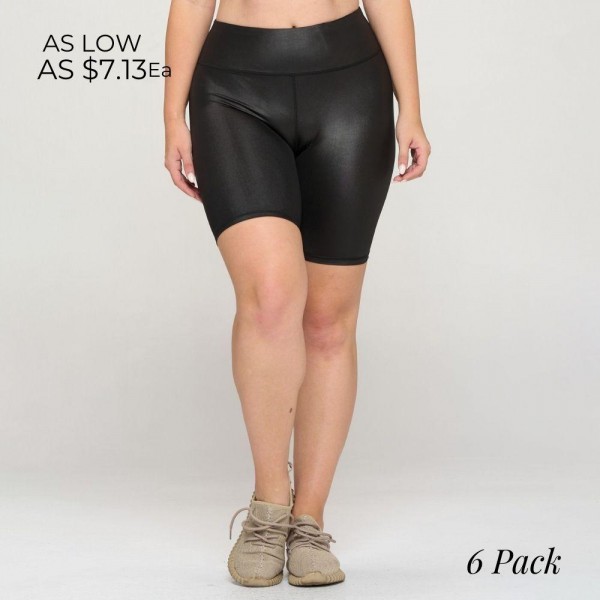 Wholesale faux Leather Biker Shorts Pack o Faux Leather o Crop Knee Hem o Tummy