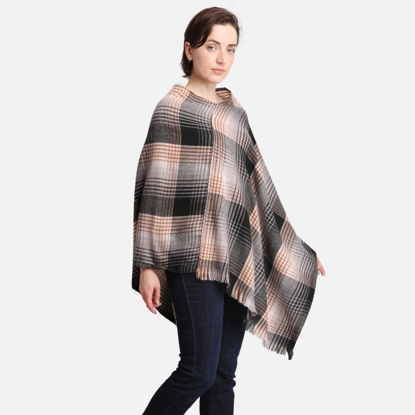 Women's Multicolor Plaid Poncho.

- One size fits most 0-14
- Approximately 37" L
- 100% Acrylic 