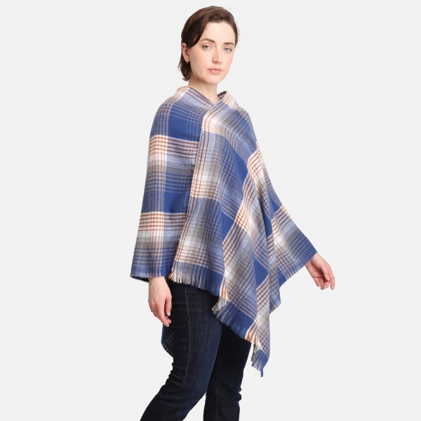 Women's Multicolor Plaid Poncho.

- One size fits most 0-14
- Approximately 37" L
- 100% Acrylic 