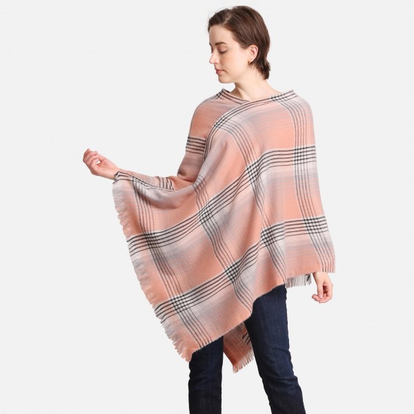 Women's Multicolor Plaid Poncho.

- One size fits most 0-14
- Approximately 37" L
- 100% Acrylic 