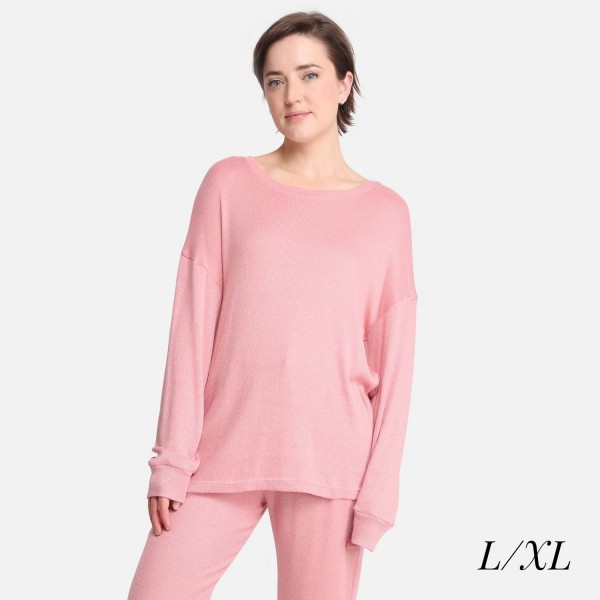 Wholesale comfy Luxe Soft Knit Lounge Top L XL US Women s Relaxed Fit Rayon Poly