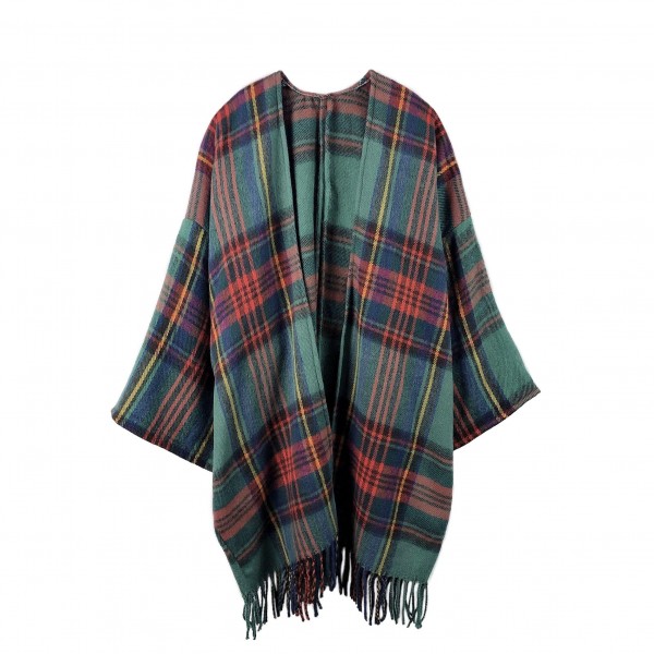 Do Everything In Love Soft Knit Plaid Pattern Kimono Featuring Tassel Hem

- One Size Fits Most 0-14
- 50% Cotton / 50% Polyester