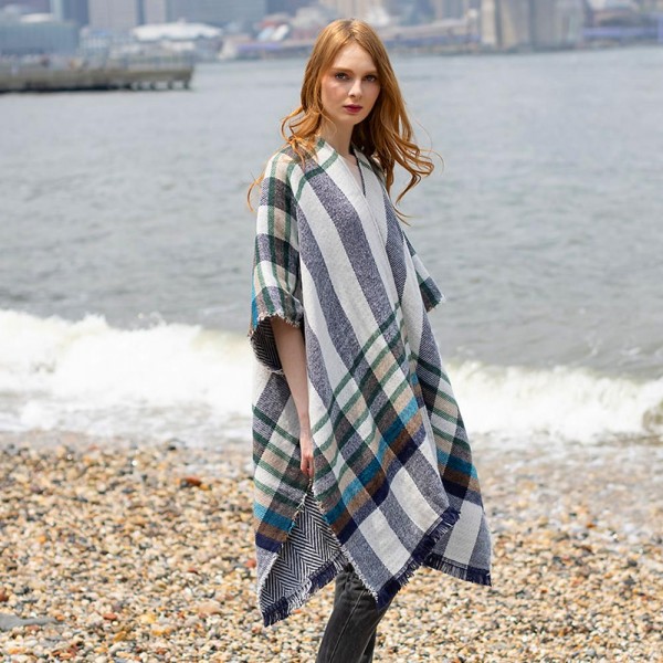 Do Everything In Love Reversible Plaid Kimono with Frayed Hem 

- One Size Fits Most 0-14
- 100% Polyester